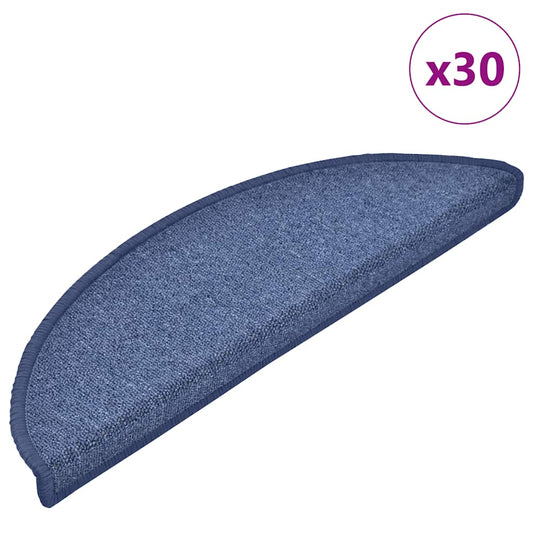 Tapetes de escada 30 peças 56x17x3 cm azul semicircular