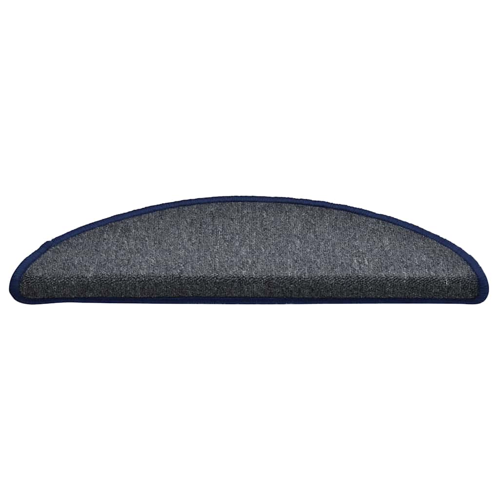 Tapetes de escada 30 peças 56x17x3 cm cinza escuro e azul semicircular