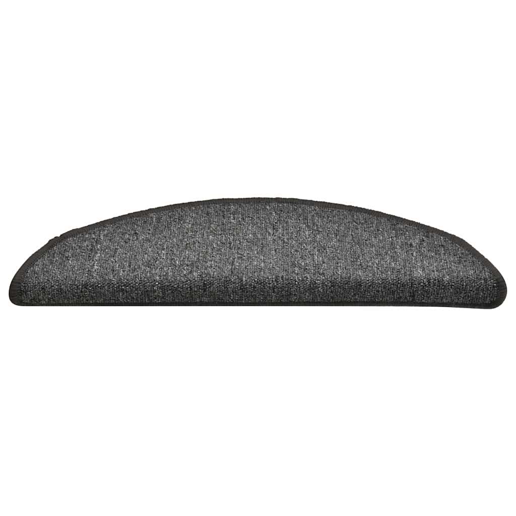 Tapetes de escada 30 peças 56x17x3 cm cinza escuro semicircular