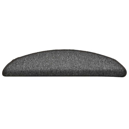 Tapetes de escada 30 peças 56x17x3 cm cinza escuro semicircular