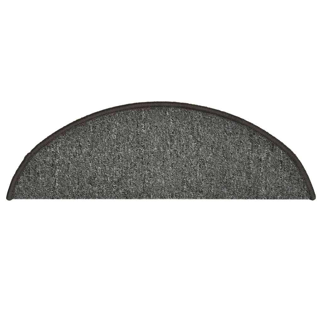 Tapetes de escada 30 peças 56x17x3 cm cinza escuro semicircular
