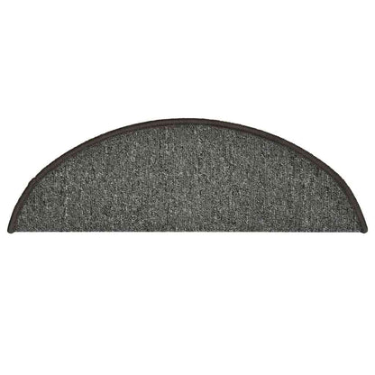 Tapetes de escada 30 peças 56x17x3 cm cinza escuro semicircular