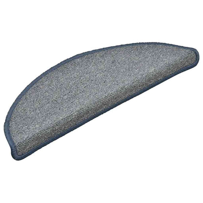 Tapetes de escada 30 peças 56x17x3 cm cinza claro e azul semicircular