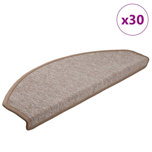 Tapetes de escada 30 peças 65x24x4 cm marrom claro meio redondo grande