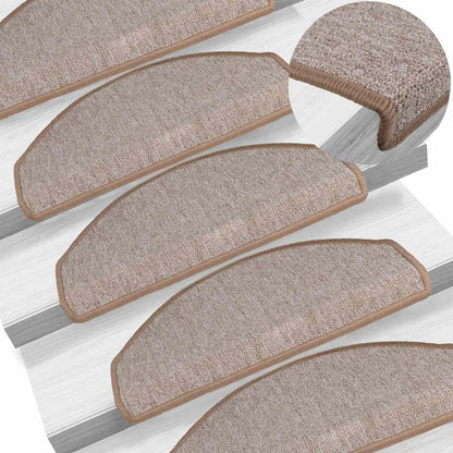 Tapetes de escada 30 peças 65x24x4 cm marrom claro meio redondo grande
