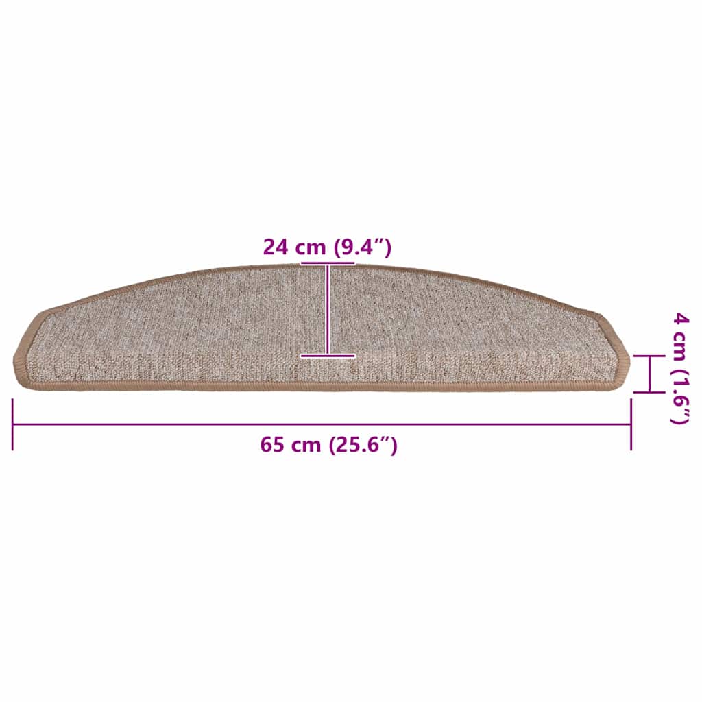 Tapetes de escada 30 peças 65x24x4 cm marrom claro meio redondo grande