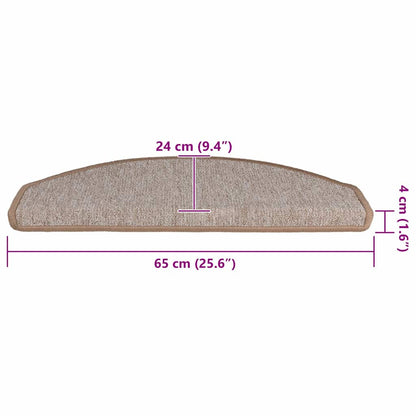 Tapetes de escada 30 peças 65x24x4 cm marrom claro meio redondo grande