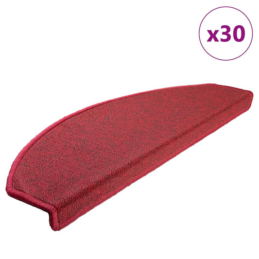 Tapetes de escada 30 peças 65x24x4 cm Bordeaux meio redondo grande