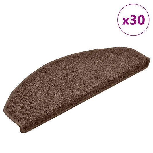 Tapetes de escada 30 peças 65x24x4 cm marrom semicircular grande