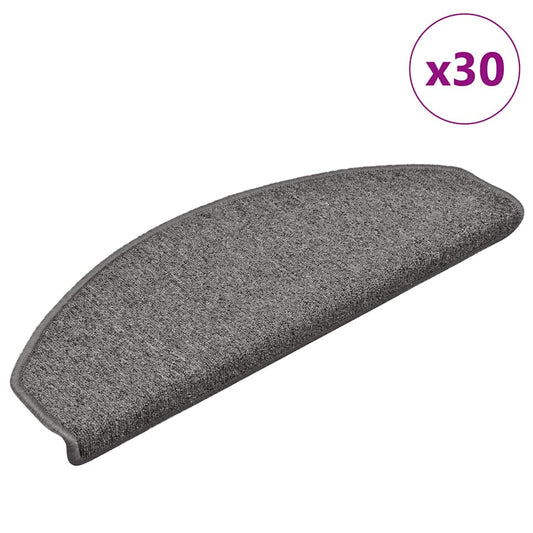 Tapetes de escada 30 peças 65x24x4 cm cinza escuro semicircular grande