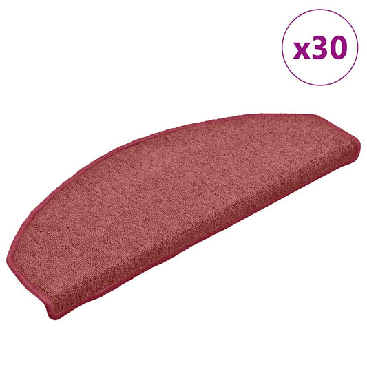 Tapetes de escada 30 peças 65x24x4 cm Bordeaux meio redondo grande