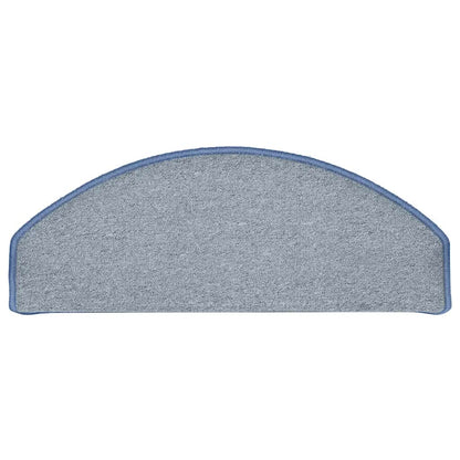 Tapetes de escada 30 peças 65x24x4 cm cinza claro e azul semicircular grande