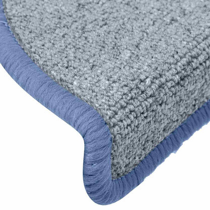 Tapetes de escada 30 peças 65x24x4 cm cinza claro e azul semicircular grande