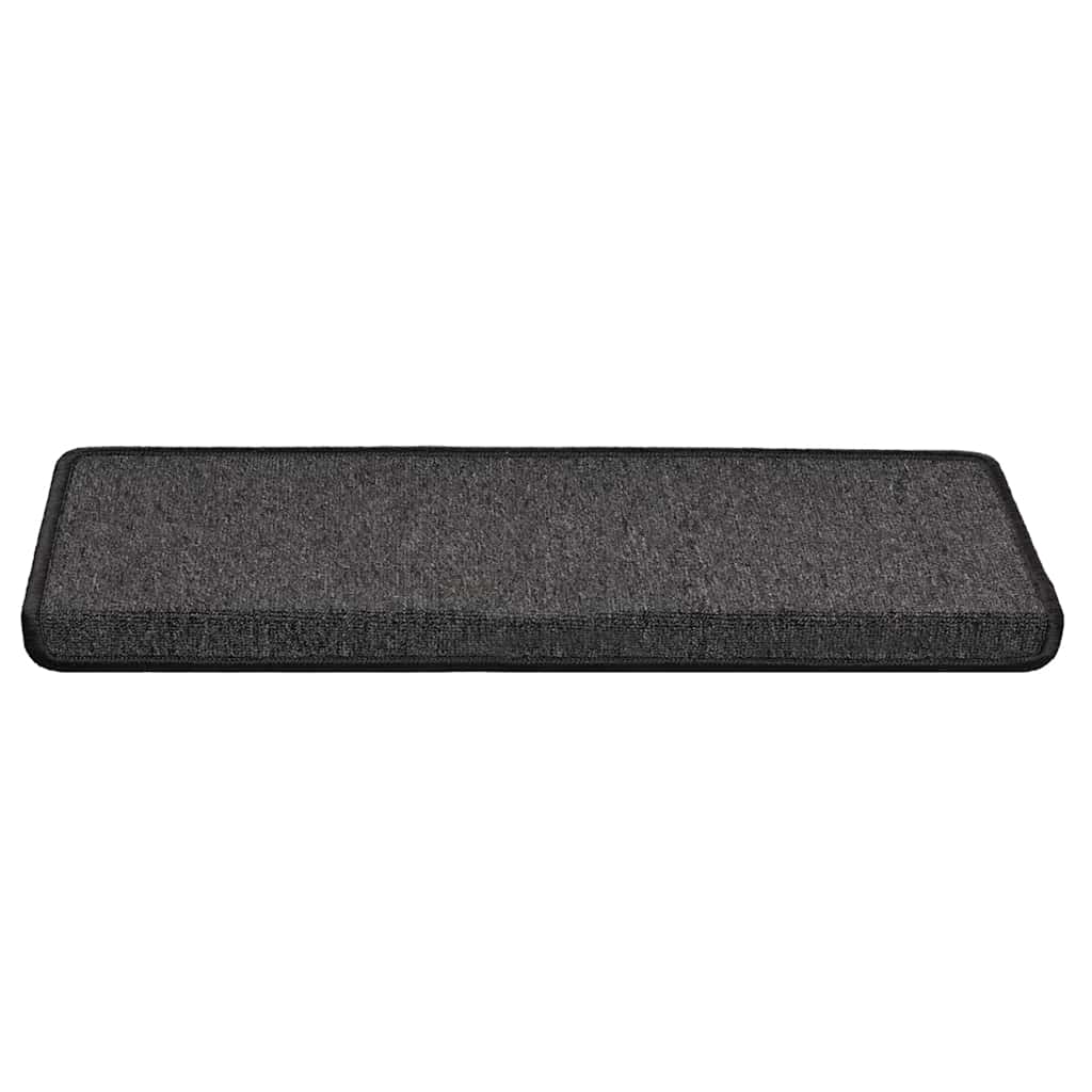 Tapetes de escada 30 peças 65x21x4 cm antracite borda retangular