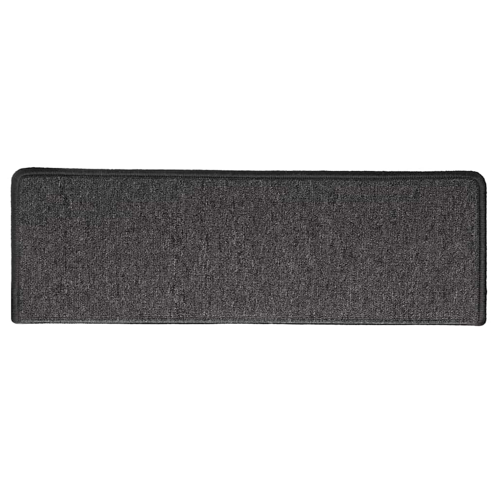 Tapetes de escada 30 peças 65x21x4 cm antracite borda retangular