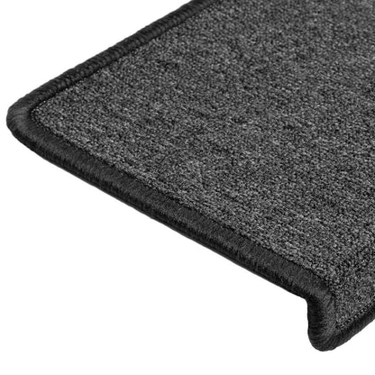 Tapetes de escada 30 peças 65x21x4 cm antracite borda retangular