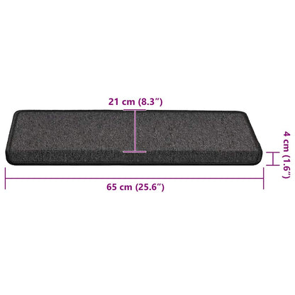 Tapetes de escada 30 peças 65x21x4 cm antracite borda retangular