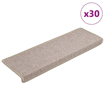 Tapetes de escada 30 peças 65x21x4 cm cinza-claro com borda retangular