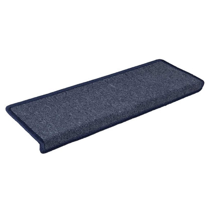 Tapetes de escada 30 peças 65x21x4 cm cinza escuro e azul com borda retangular