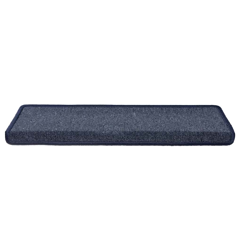 Tapetes de escada 30 peças 65x21x4 cm cinza escuro e azul com borda retangular