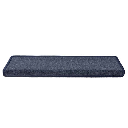 Tapetes de escada 30 peças 65x21x4 cm cinza escuro e azul com borda retangular