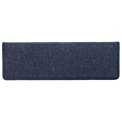 Tapetes de escada 30 peças 65x21x4 cm cinza escuro e azul com borda retangular