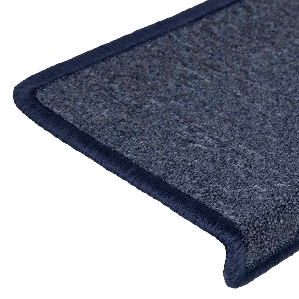 Tapetes de escada 30 peças 65x21x4 cm cinza escuro e azul com borda retangular