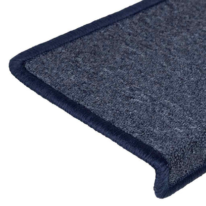 Tapetes de escada 30 peças 65x21x4 cm cinza escuro e azul com borda retangular