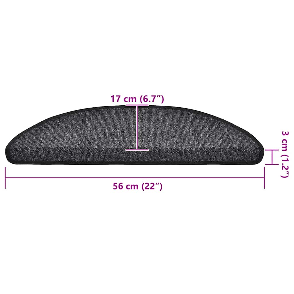 Tapetes de escada 20 peças antracite semicircular
