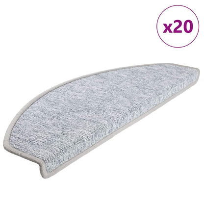 Tapetes de escada 20 peças cinza claro semicircular grande