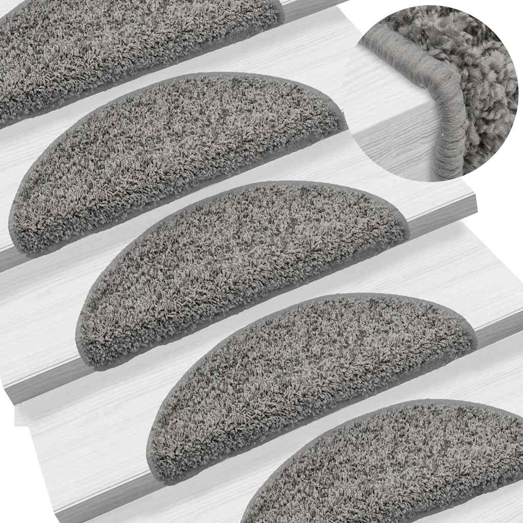 Tapetes de escada 30 peças 56x17x3 cm cinza semicircular