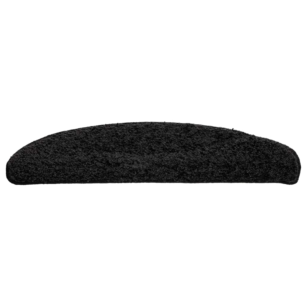 Tapetes de escada 30 peças 56x17x3 cm pretos semicirculares