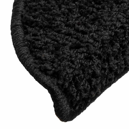 Tapetes de escada 30 peças 56x17x3 cm pretos semicirculares