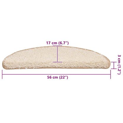 Tapetes de escada 30 peças 56x17x3 cm creme semicircular
