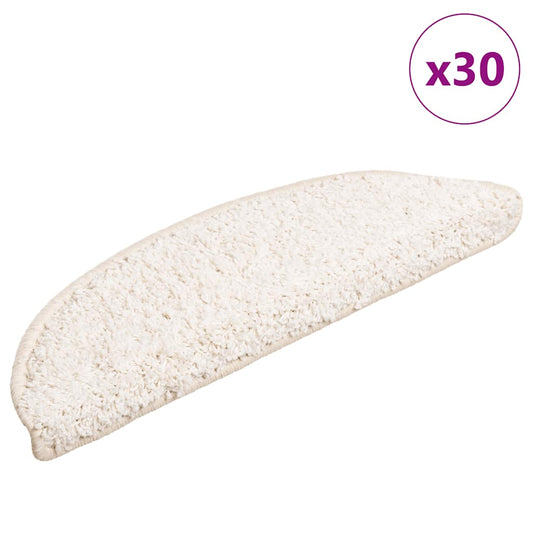 Tapetes de escada 30 peças 56x17x3 cm branco semicircular