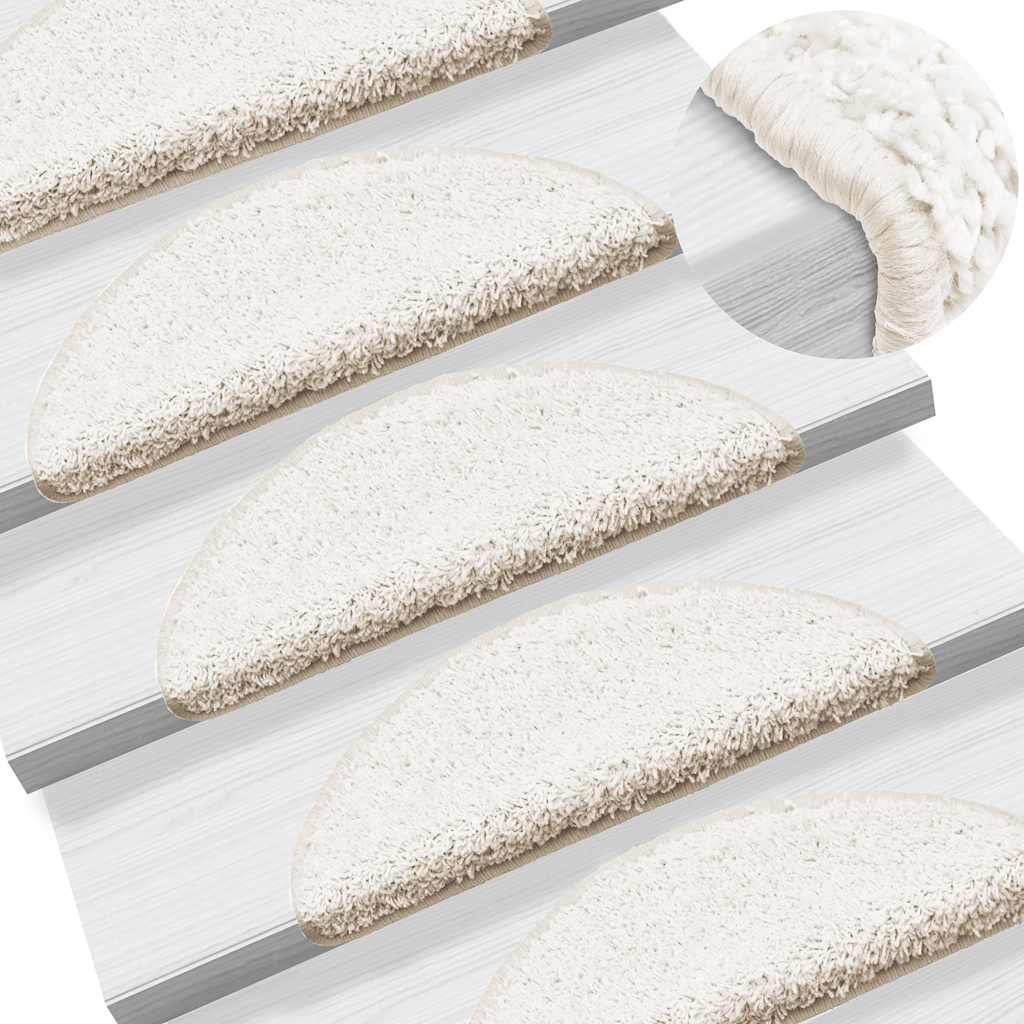 Tapetes de escada 30 peças 56x17x3 cm branco semicircular