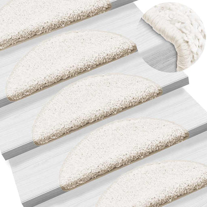 Tapetes de escada 30 peças 56x17x3 cm branco semicircular
