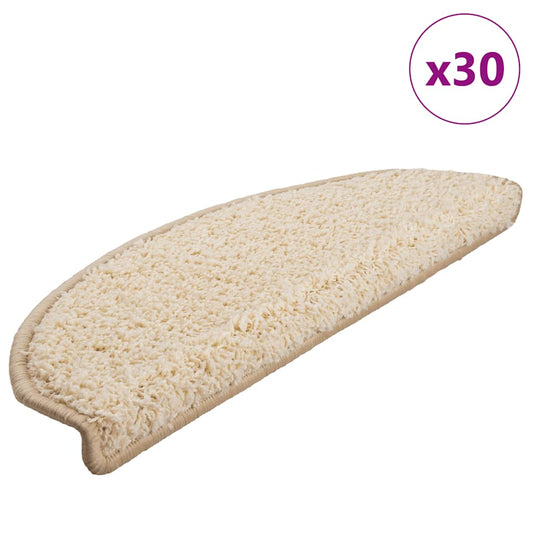 Tapetes de escada 30 peças creme semicircular grande