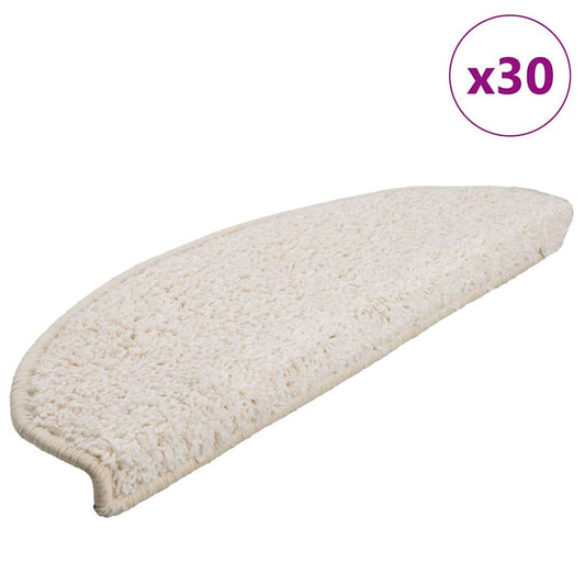 Tapetes de escada 30 peças branco semicircular grande
