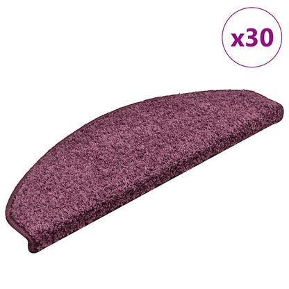 Tapetes de escada 30 peças 65x21x4 cm roxo escuro meio redondo grande