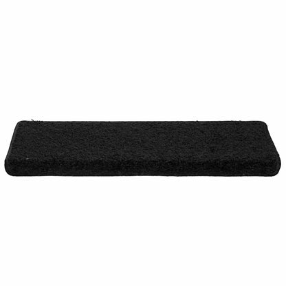 Tapetes de escada 30 peças 65x21x4 cm pretos com borda retangular