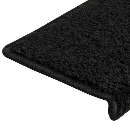 Tapetes de escada 30 peças 65x21x4 cm pretos com borda retangular