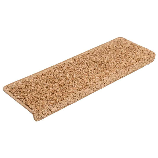 Tapetes de escada 30 peças 65x21x4 cm bege com borda retangular