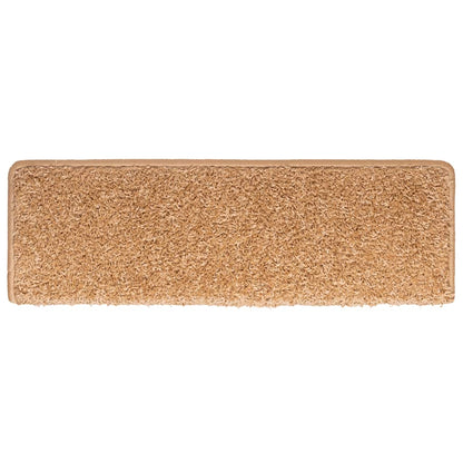 Tapetes de escada 30 peças 65x21x4 cm bege com borda retangular