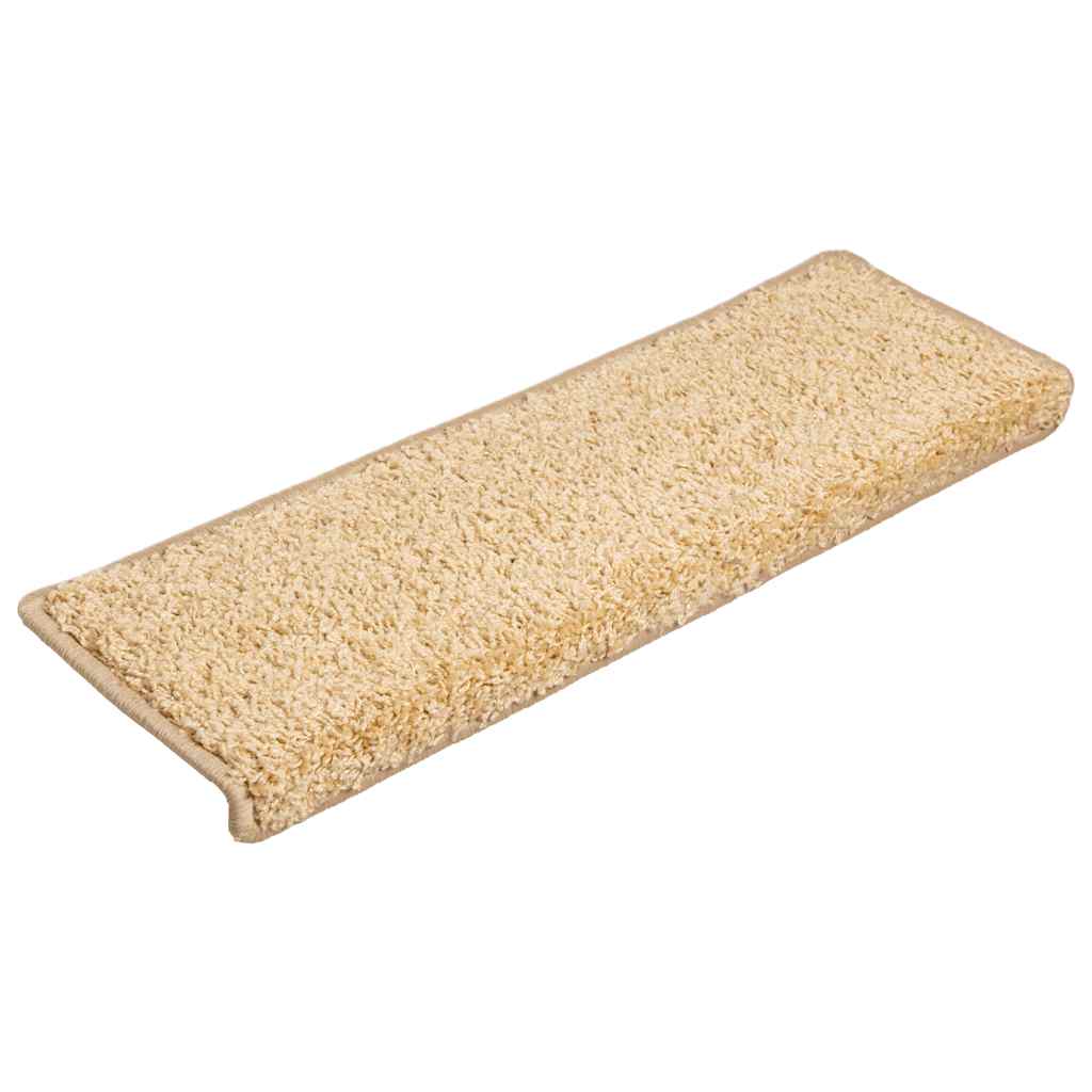 Tapetes de escada 30 peças 65x21x4 cm creme com borda retangular