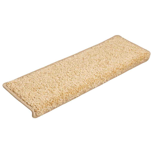 Tapetes de escada 30 peças 65x21x4 cm creme com borda retangular