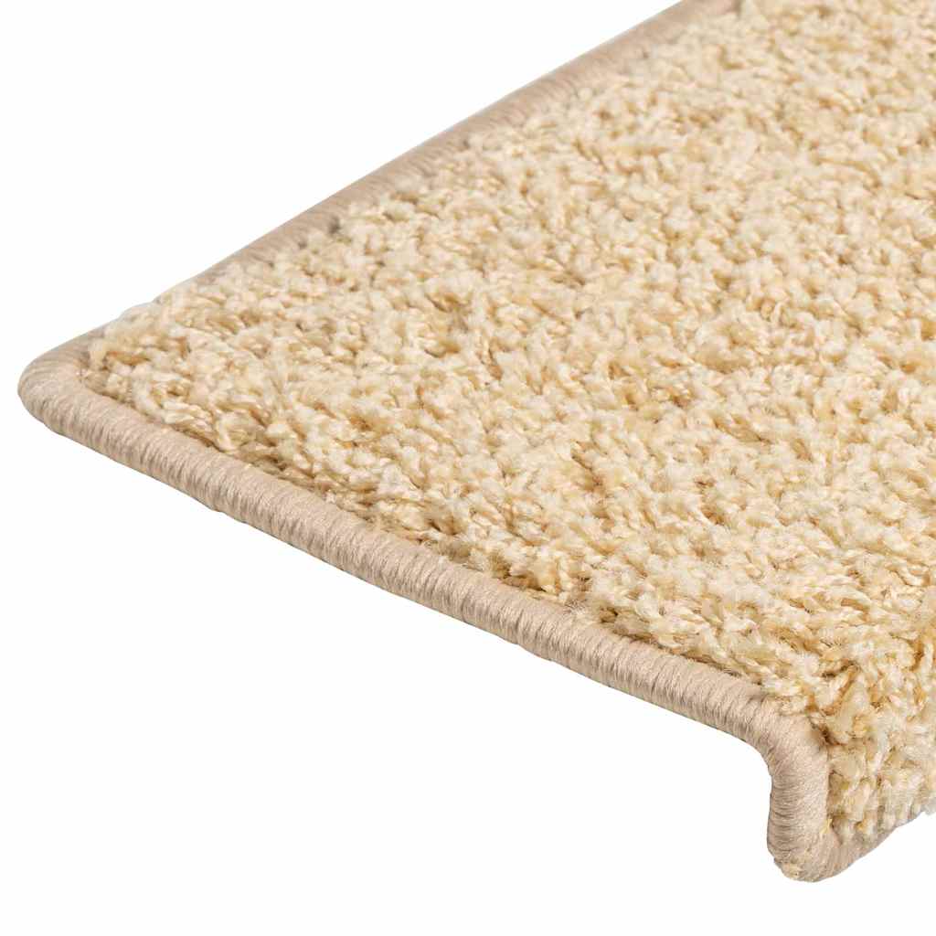 Tapetes de escada 30 peças 65x21x4 cm creme com borda retangular