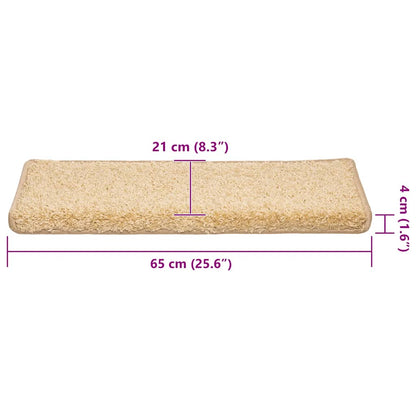 Tapetes de escada 30 peças 65x21x4 cm creme com borda retangular