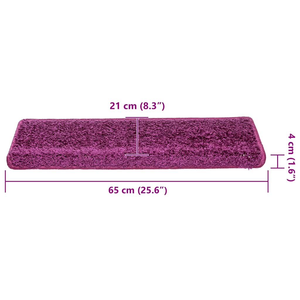 Tapetes de escada 30 peças roxo com borda retangular