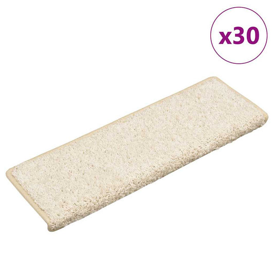 Tapetes de escada 30 peças 65x21x4 cm branco com borda retangular